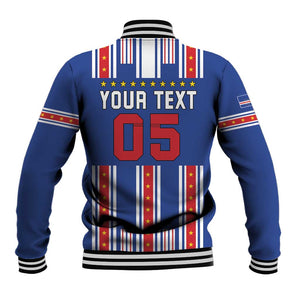 Custom Cape Verde Football Baseball Jacket Monster Blue Shark Striped Style