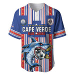 Custom Cape Verde Football Baseball Jersey Monster Blue Shark Striped Style