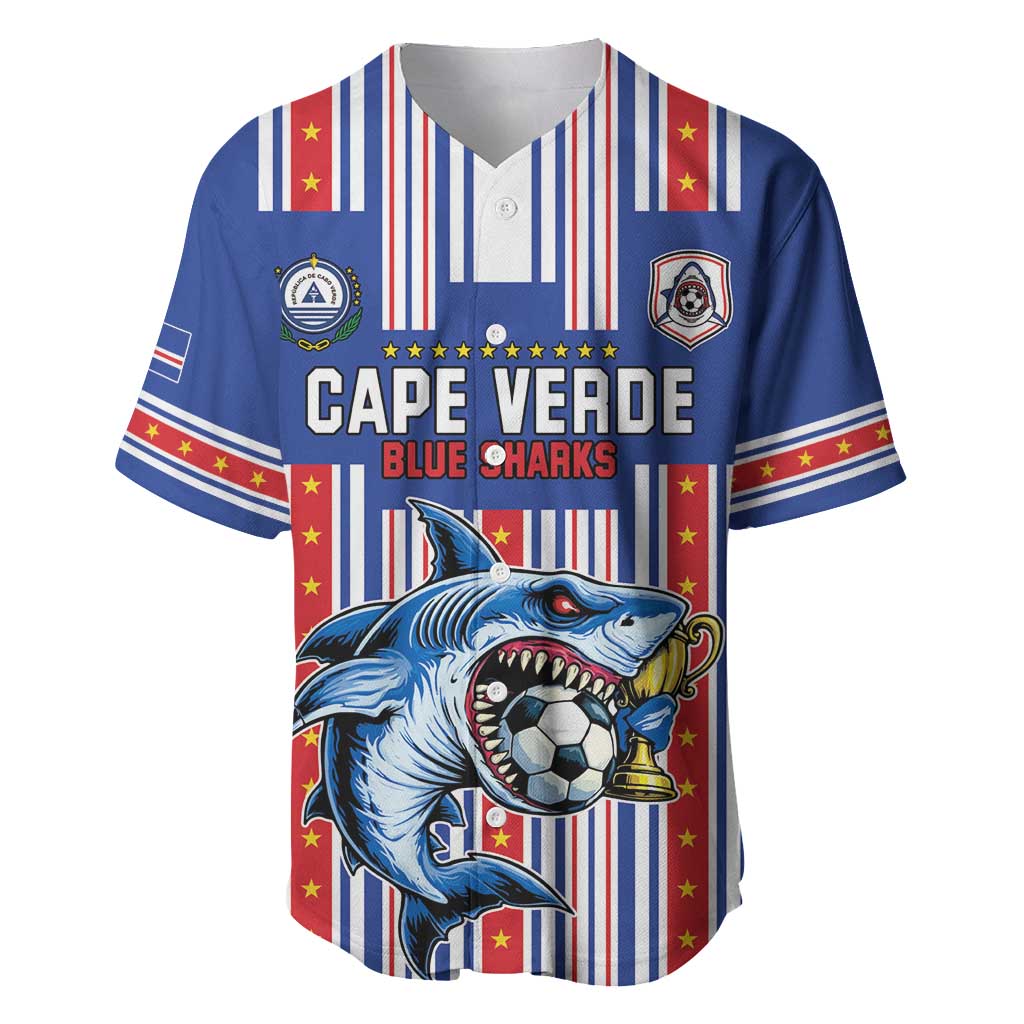 Custom Cape Verde Football Baseball Jersey Monster Blue Shark Striped Style