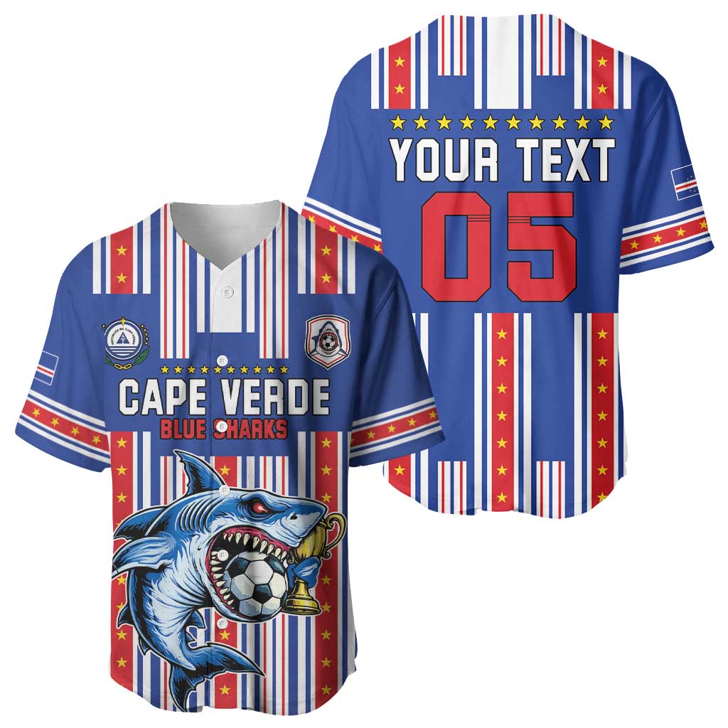 Custom Cape Verde Football Baseball Jersey Monster Blue Shark Striped Style