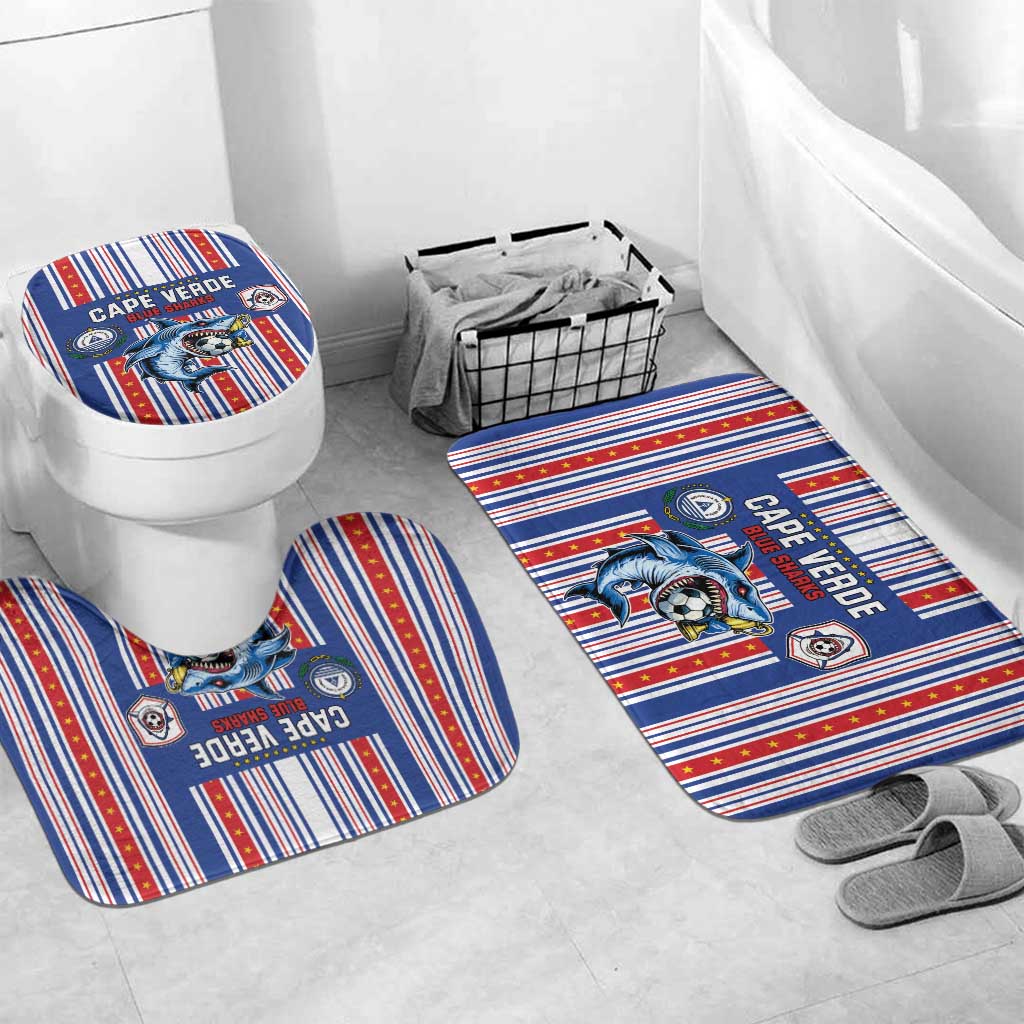Cape Verde Football Bathroom Set Monster Blue Shark Striped Style