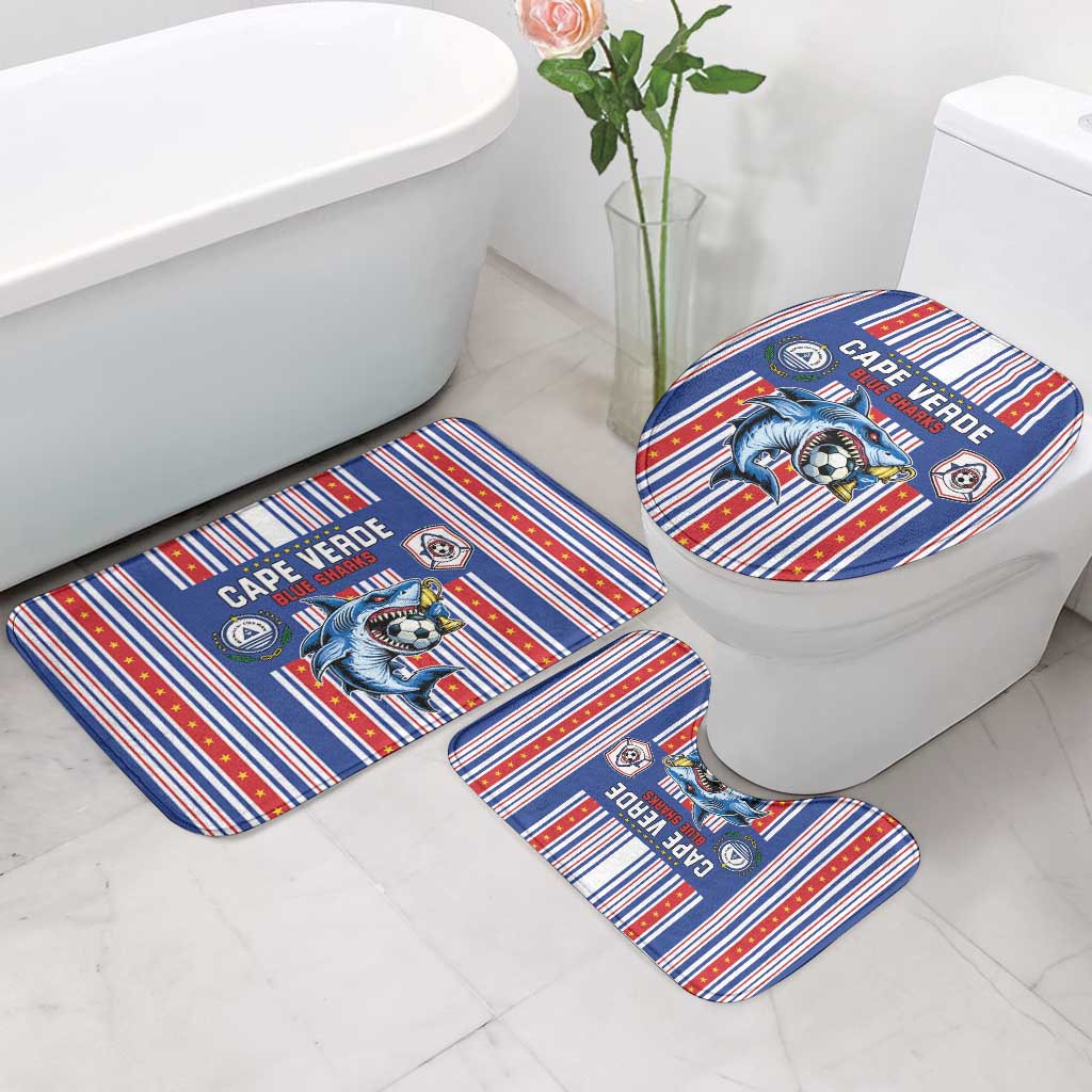 Cape Verde Football Bathroom Set Monster Blue Shark Striped Style