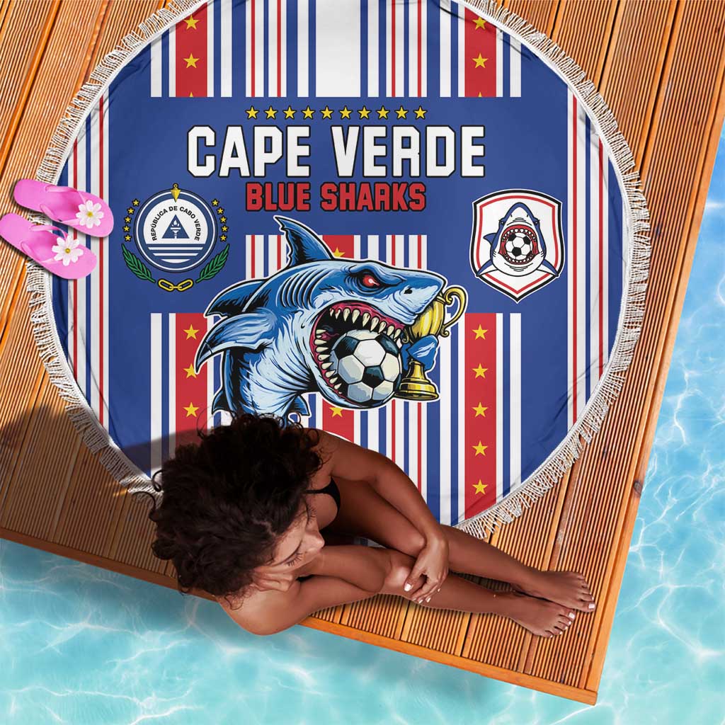 Cape Verde Football Beach Blanket Monster Blue Shark Striped Style