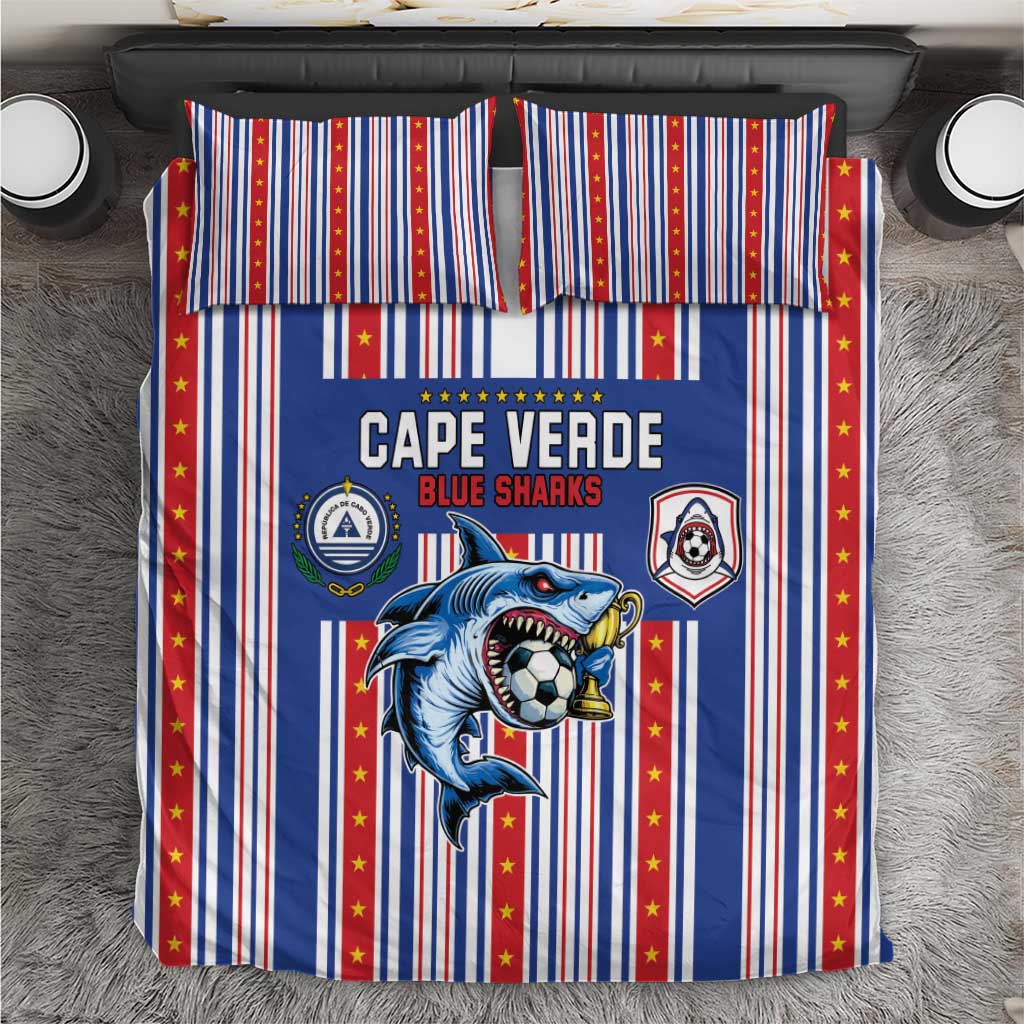 Cape Verde Football Bedding Set Monster Blue Shark Striped Style