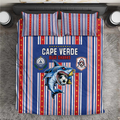 Cape Verde Football Bedding Set Monster Blue Shark Striped Style