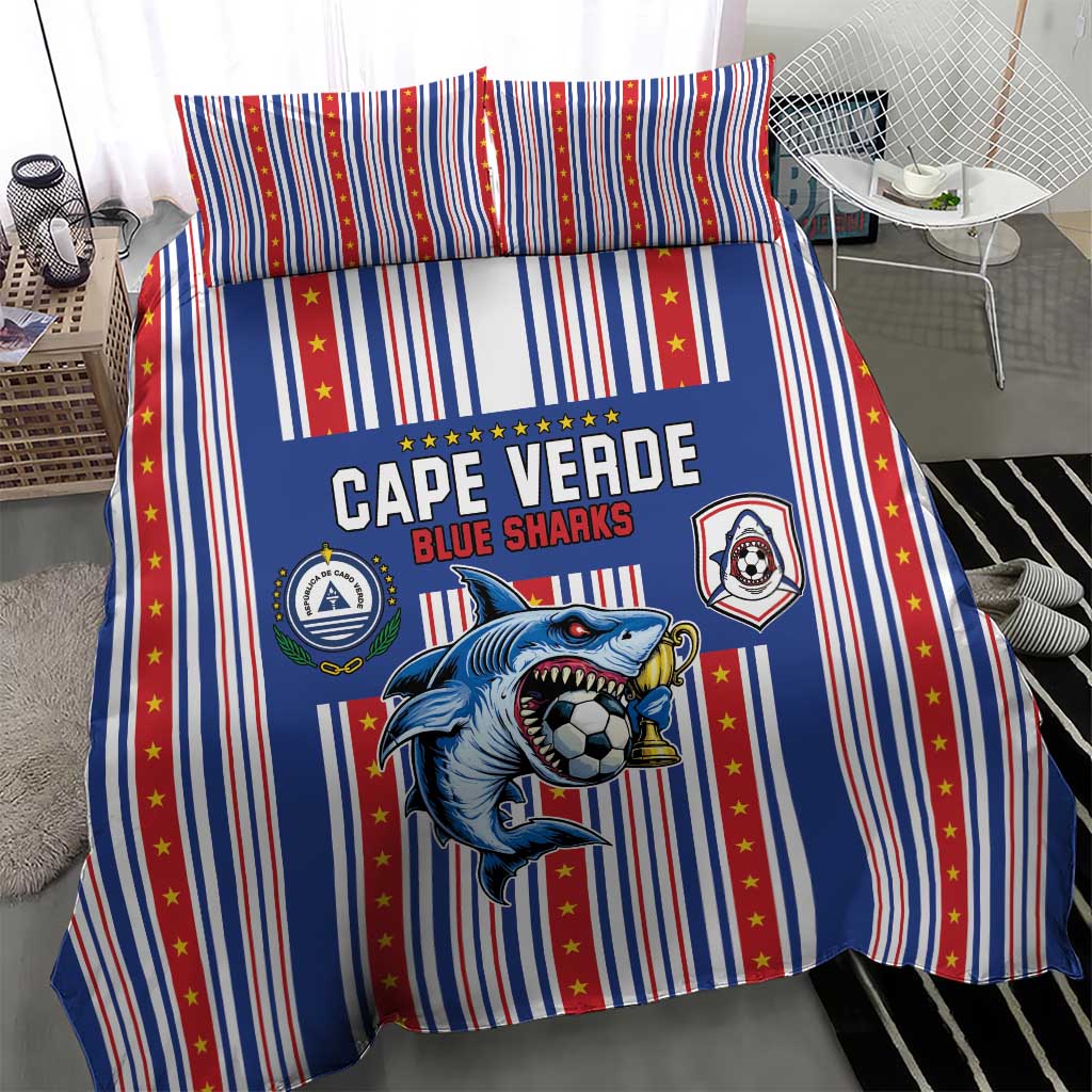 Cape Verde Football Bedding Set Monster Blue Shark Striped Style