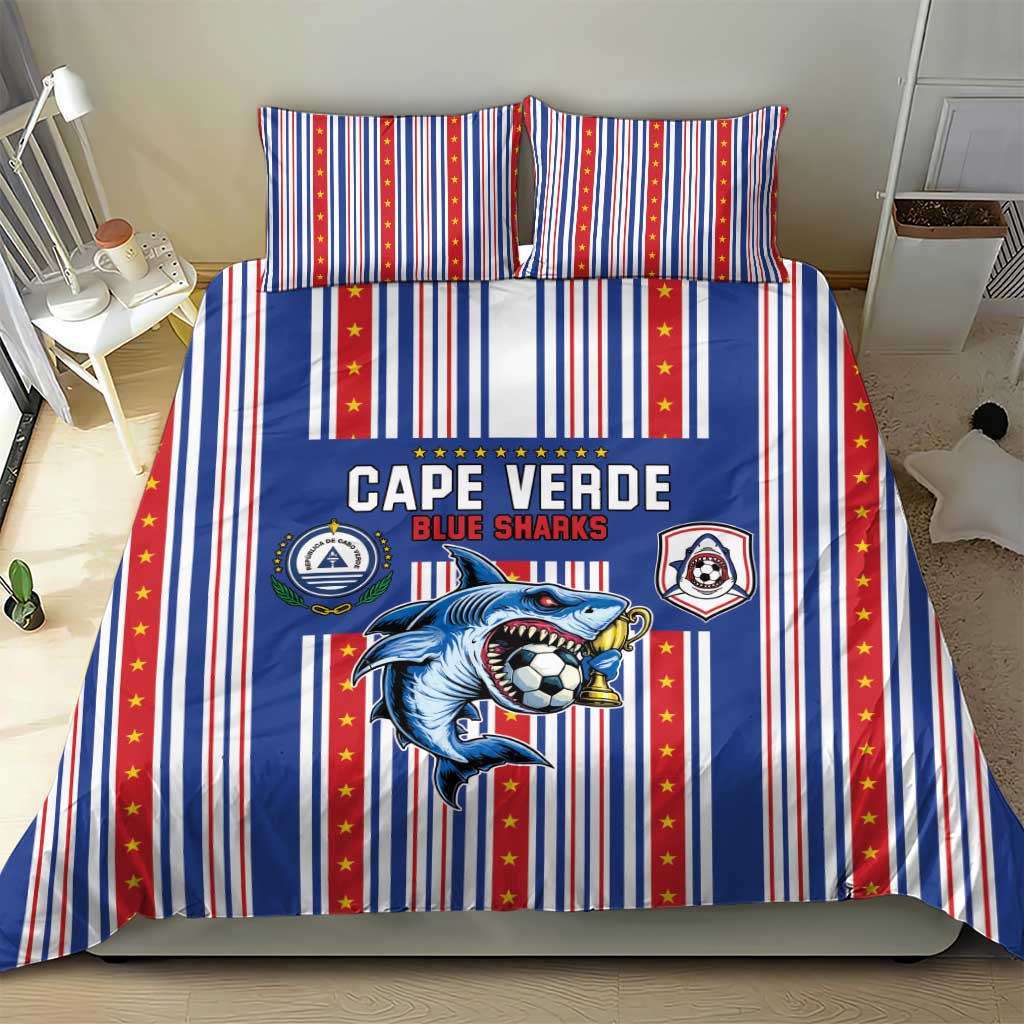 Cape Verde Football Bedding Set Monster Blue Shark Striped Style