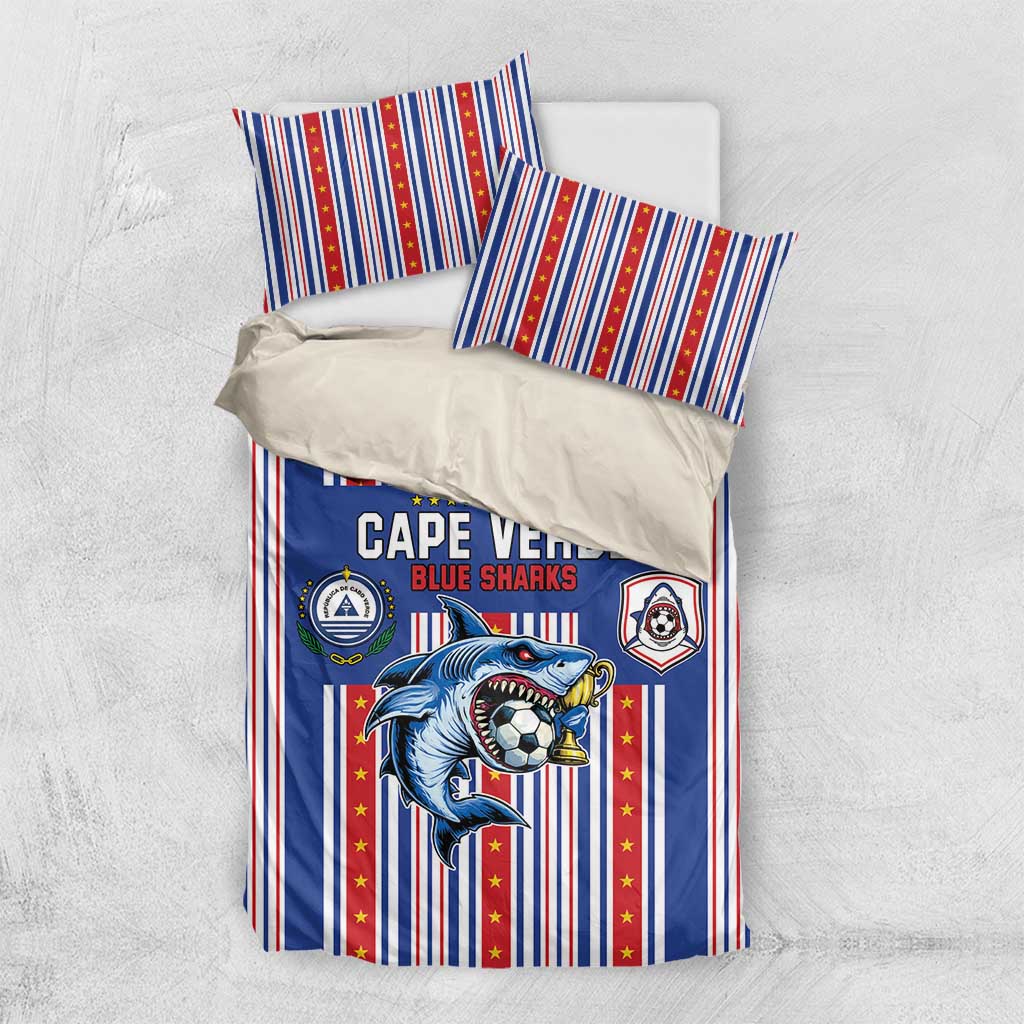 Cape Verde Football Bedding Set Monster Blue Shark Striped Style