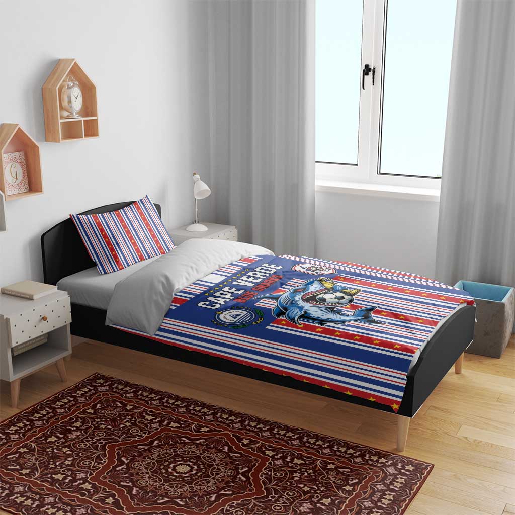 Cape Verde Football Bedding Set Monster Blue Shark Striped Style