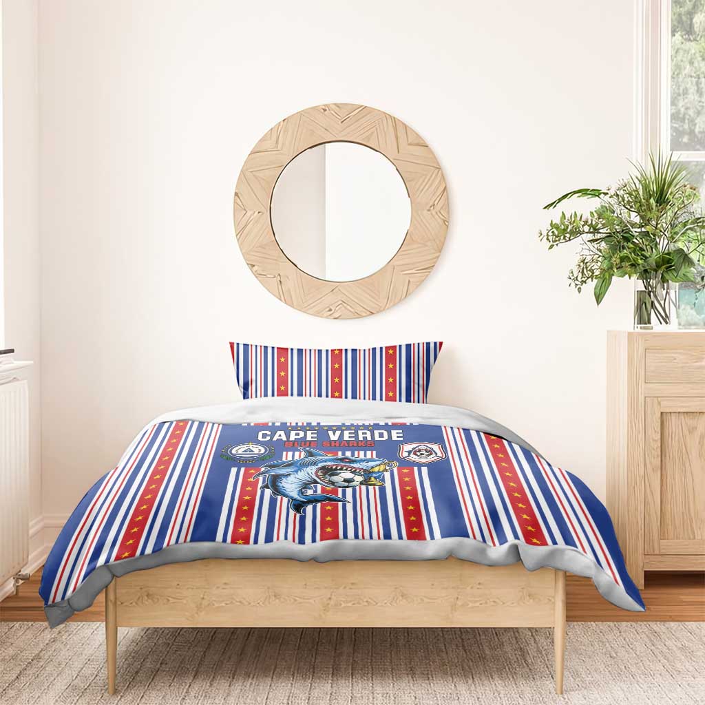 Cape Verde Football Bedding Set Monster Blue Shark Striped Style