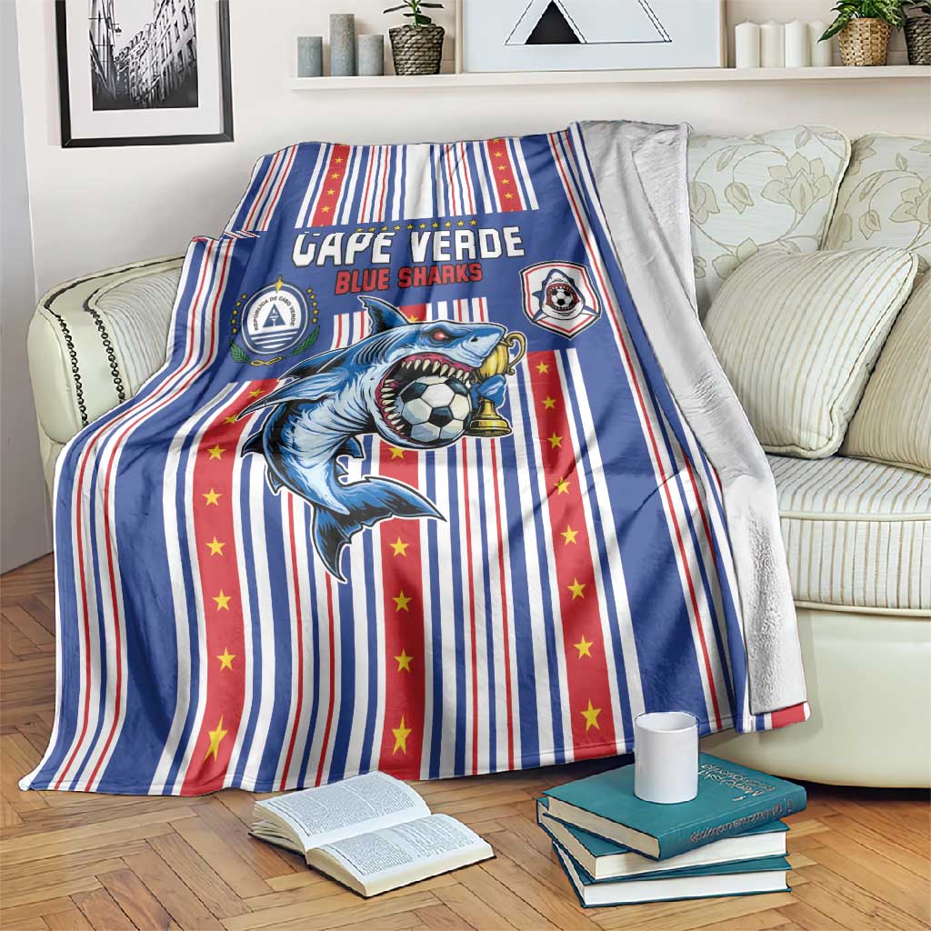 Cape Verde Football Blanket Monster Blue Shark Striped Style