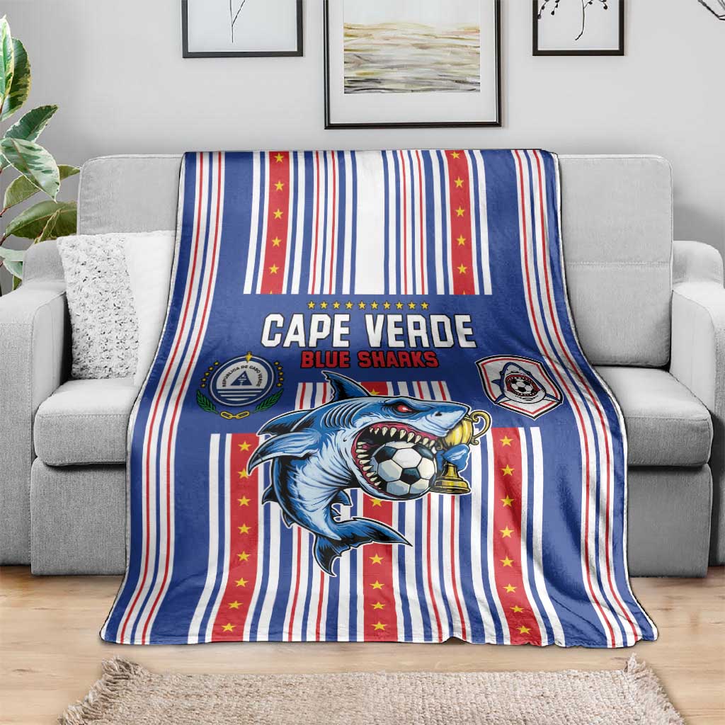 Cape Verde Football Blanket Monster Blue Shark Striped Style
