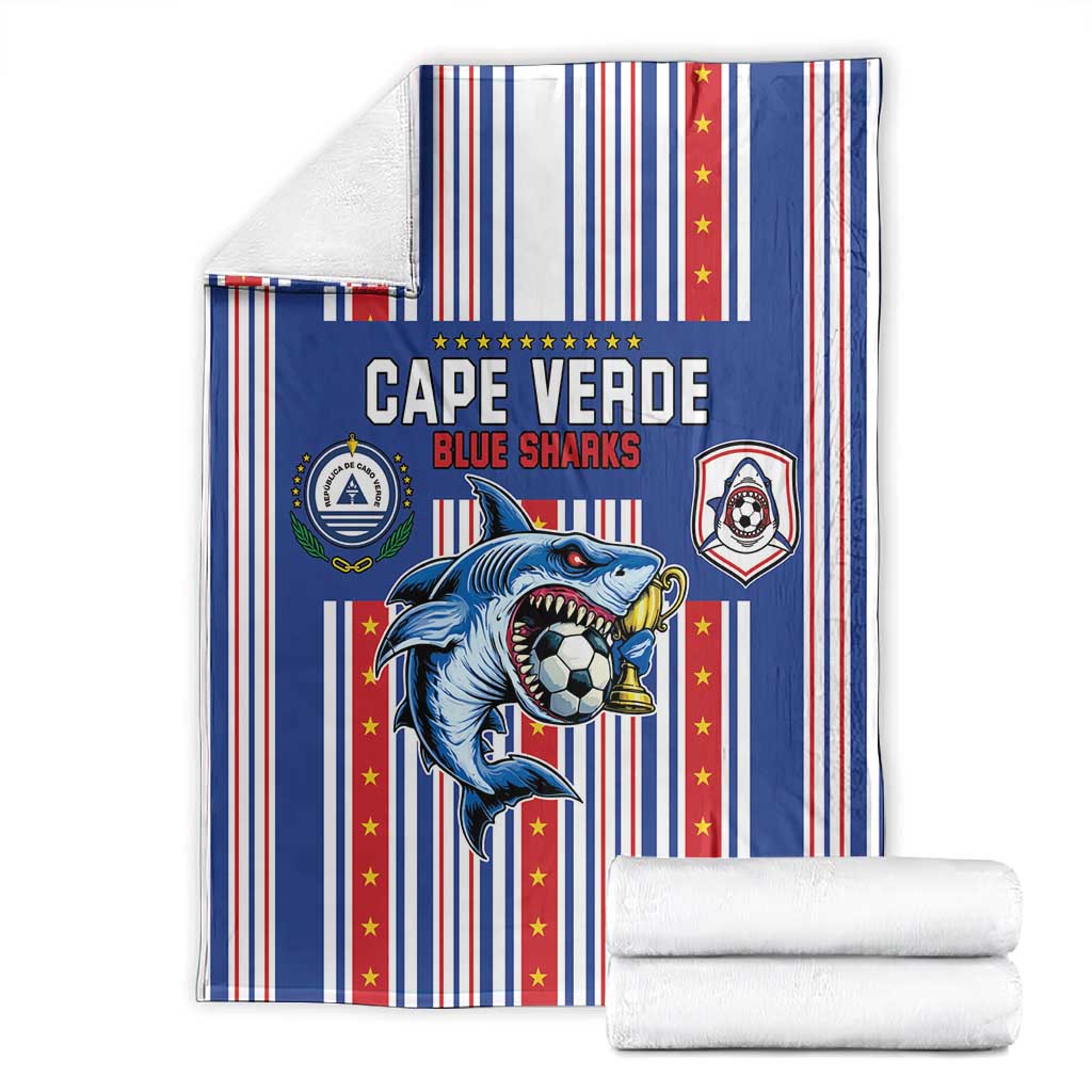 Cape Verde Football Blanket Monster Blue Shark Striped Style