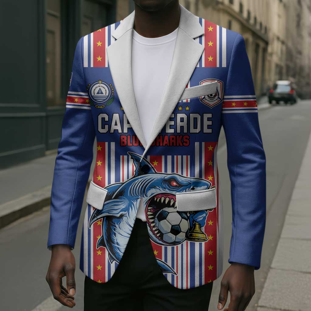 Custom Cape Verde Football Blazer Monster Blue Shark Striped Style