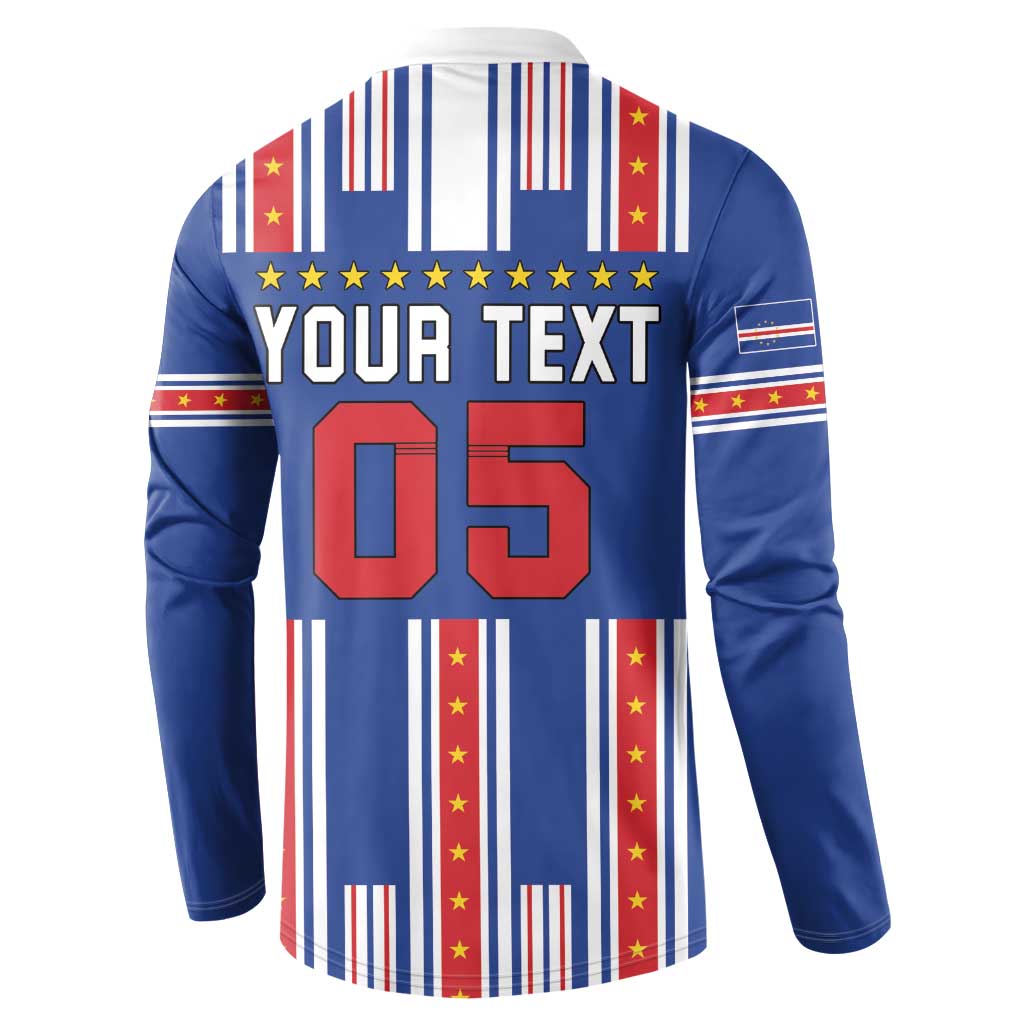Custom Cape Verde Football Button Sweatshirt Monster Blue Shark Striped Style