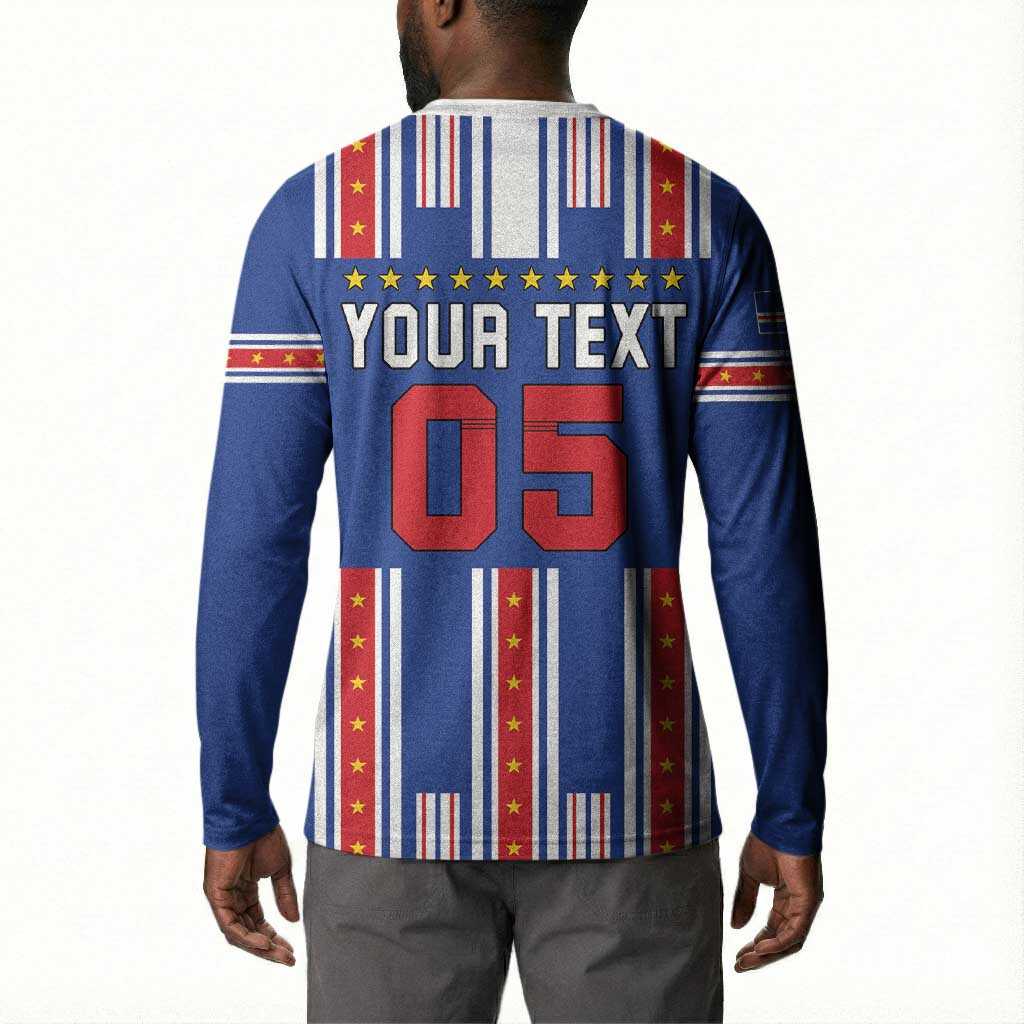 Custom Cape Verde Football Button Sweatshirt Monster Blue Shark Striped Style