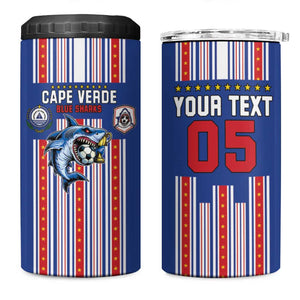 Custom Cape Verde Football 4 in 1 Can Cooler Tumbler Monster Blue Shark Striped Style