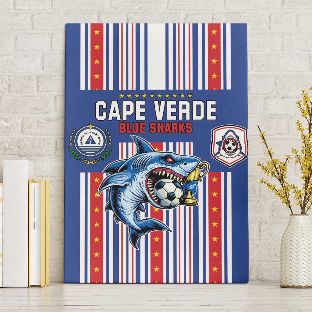 Cape Verde Football Canvas Wall Art Monster Blue Shark Striped Style