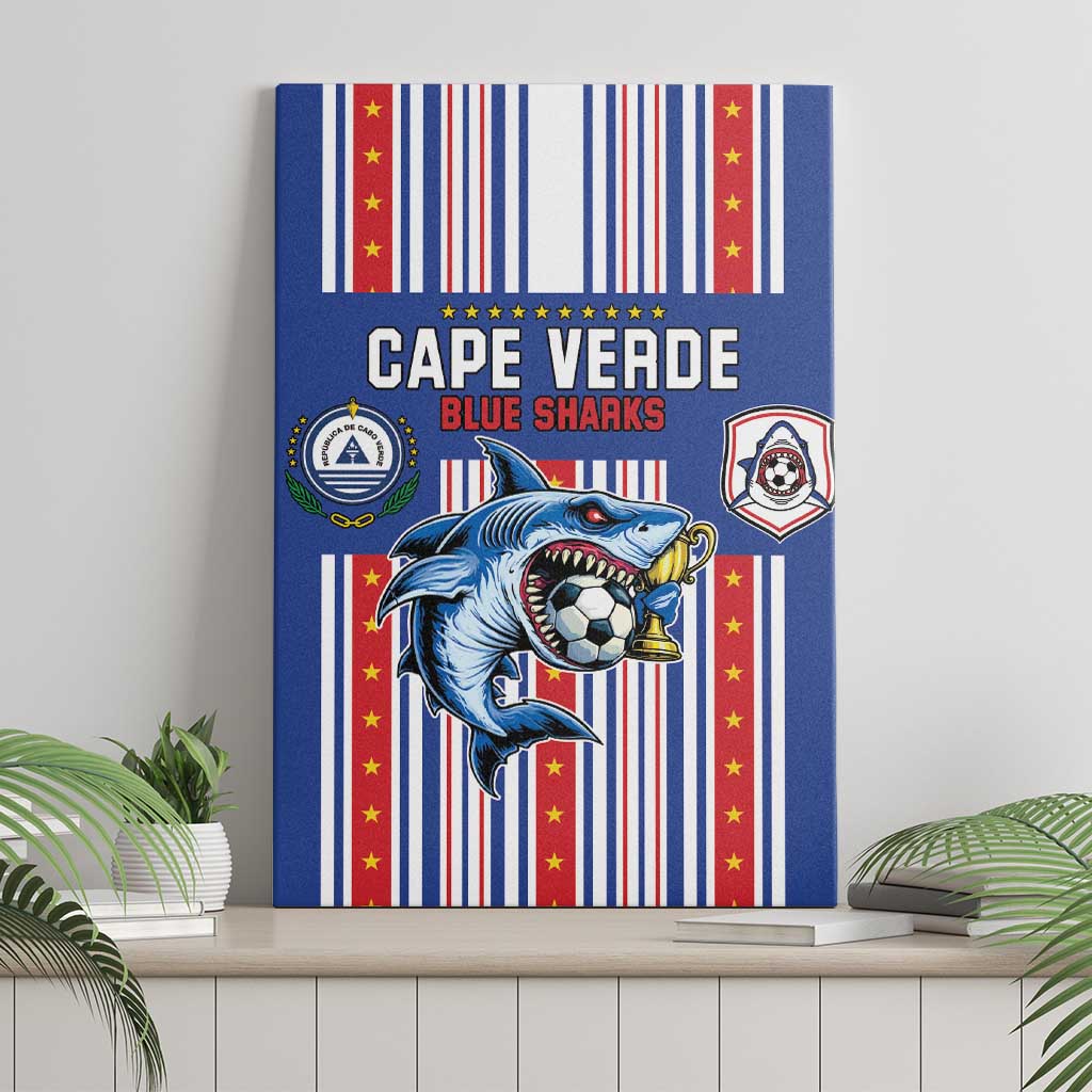 Cape Verde Football Canvas Wall Art Monster Blue Shark Striped Style