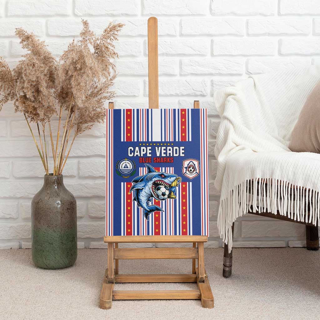 Cape Verde Football Canvas Wall Art Monster Blue Shark Striped Style