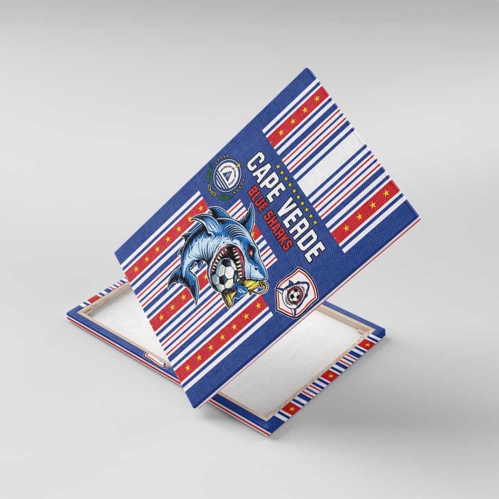 Cape Verde Football Canvas Wall Art Monster Blue Shark Striped Style