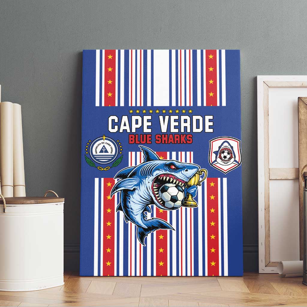 Cape Verde Football Canvas Wall Art Monster Blue Shark Striped Style
