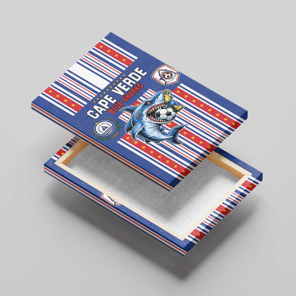 Cape Verde Football Canvas Wall Art Monster Blue Shark Striped Style