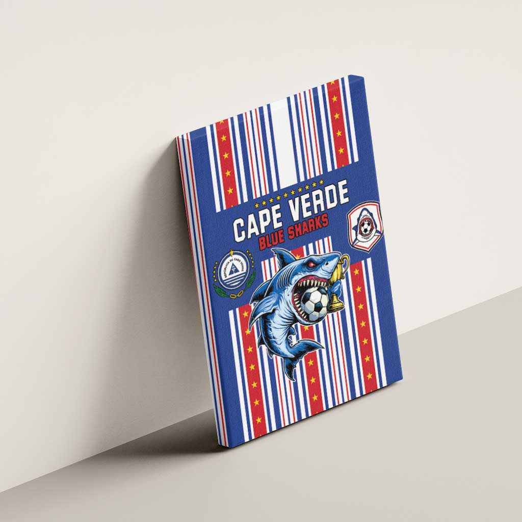 Cape Verde Football Canvas Wall Art Monster Blue Shark Striped Style