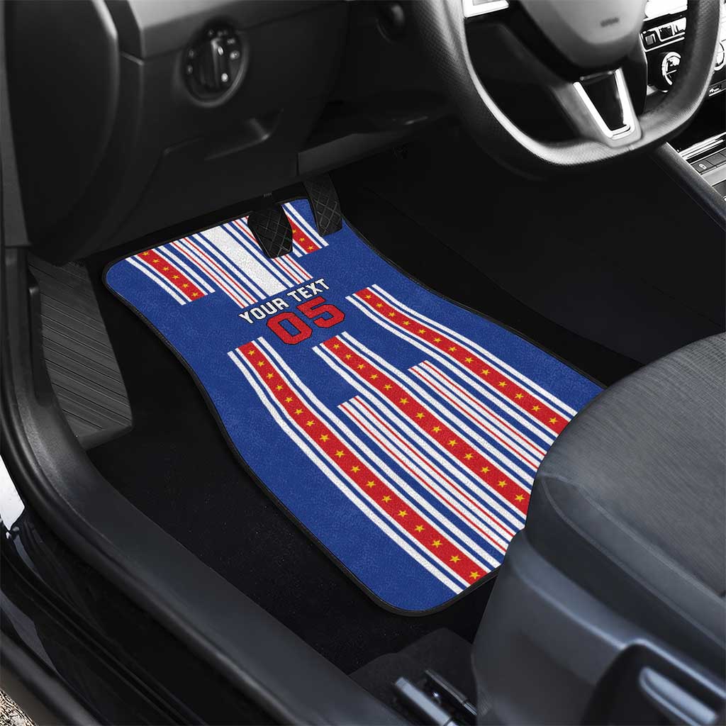Custom Cape Verde Football Car Mats Monster Blue Shark Striped Style