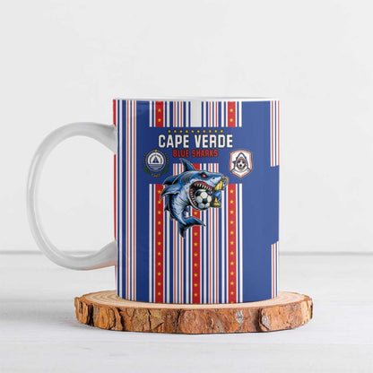 Custom Cape Verde Football Ceramic Mug Monster Blue Shark Striped Style