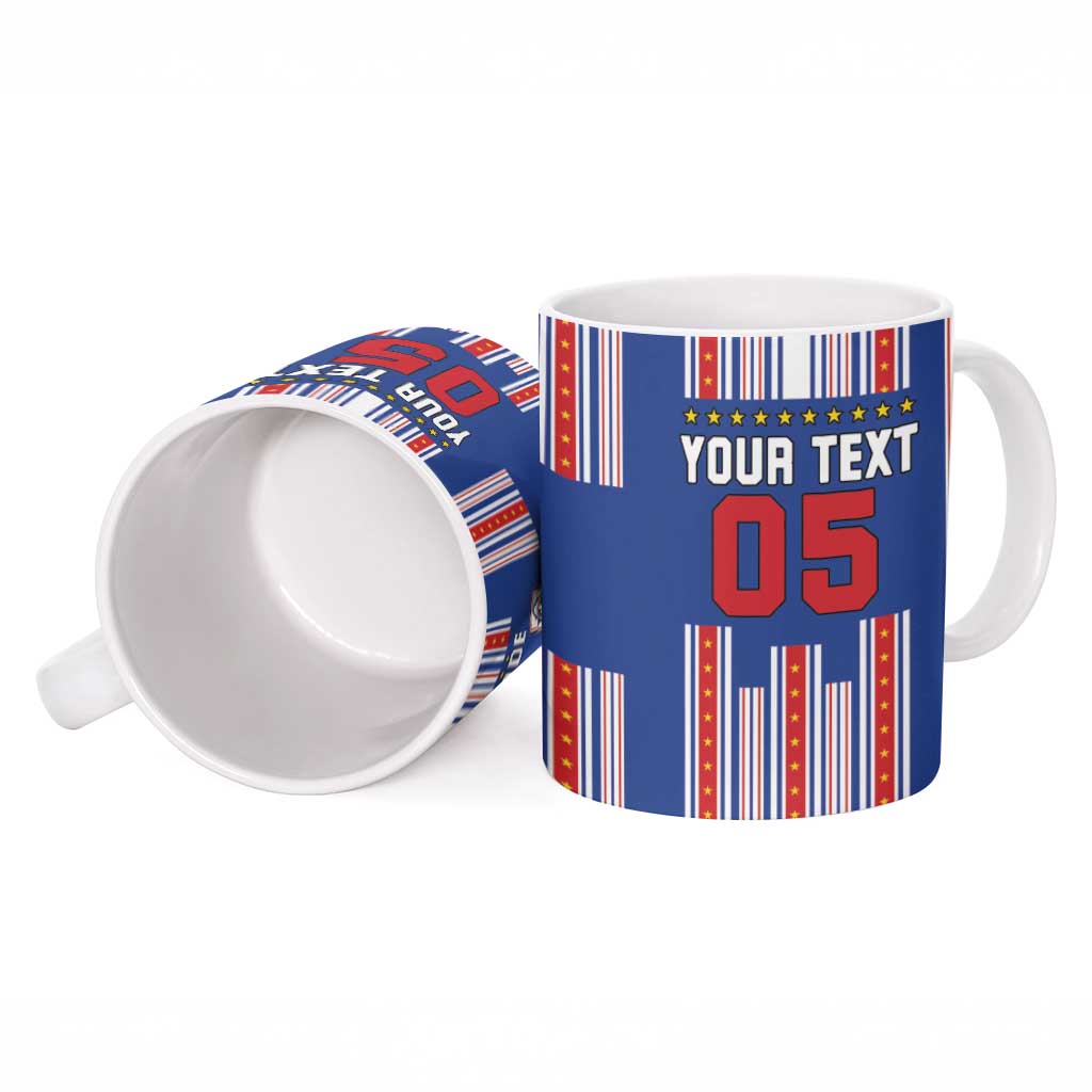 Custom Cape Verde Football Ceramic Mug Monster Blue Shark Striped Style