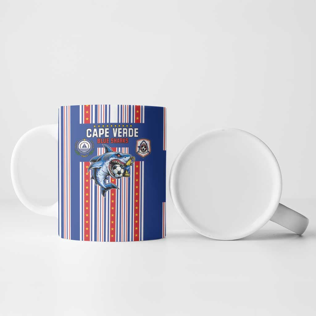 Custom Cape Verde Football Ceramic Mug Monster Blue Shark Striped Style