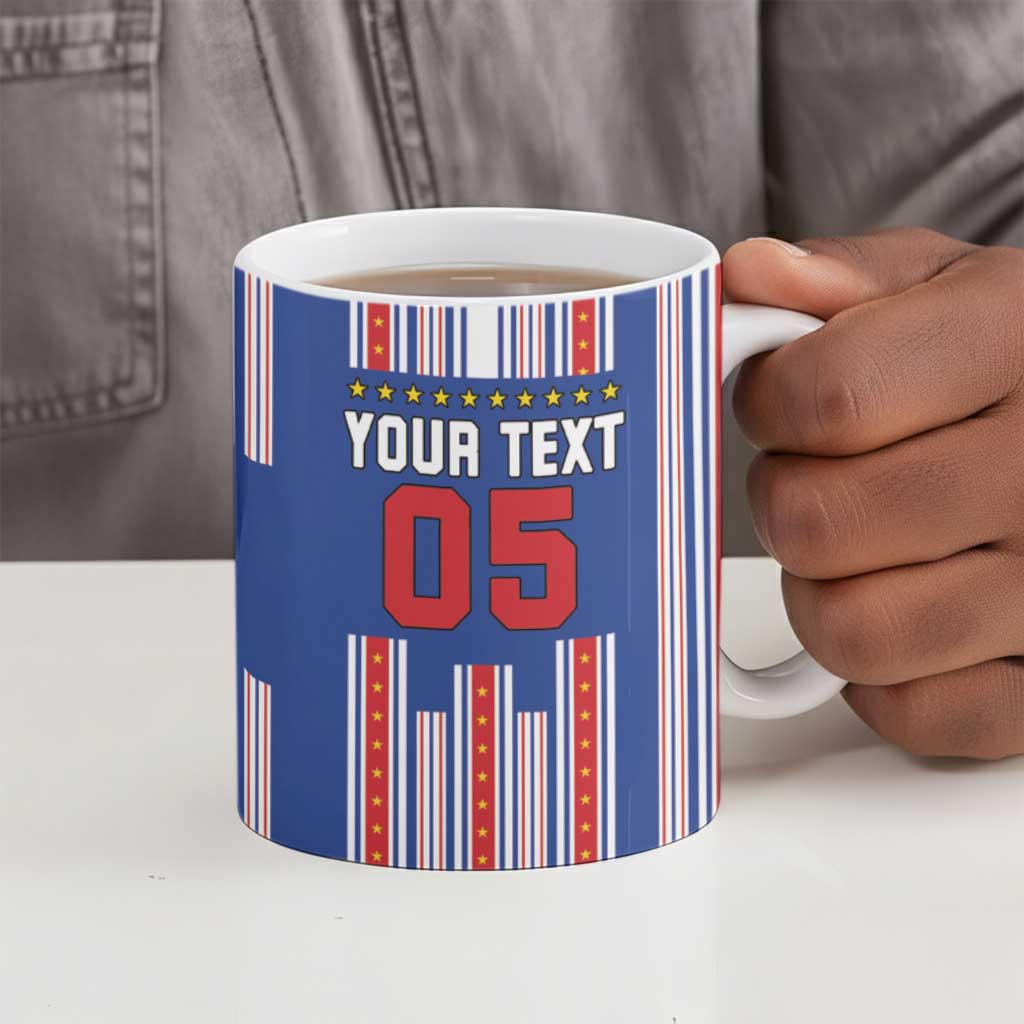 Custom Cape Verde Football Ceramic Mug Monster Blue Shark Striped Style