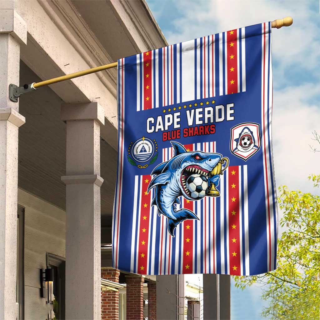 Cape Verde Football Garden Flag Monster Blue Shark Striped Style