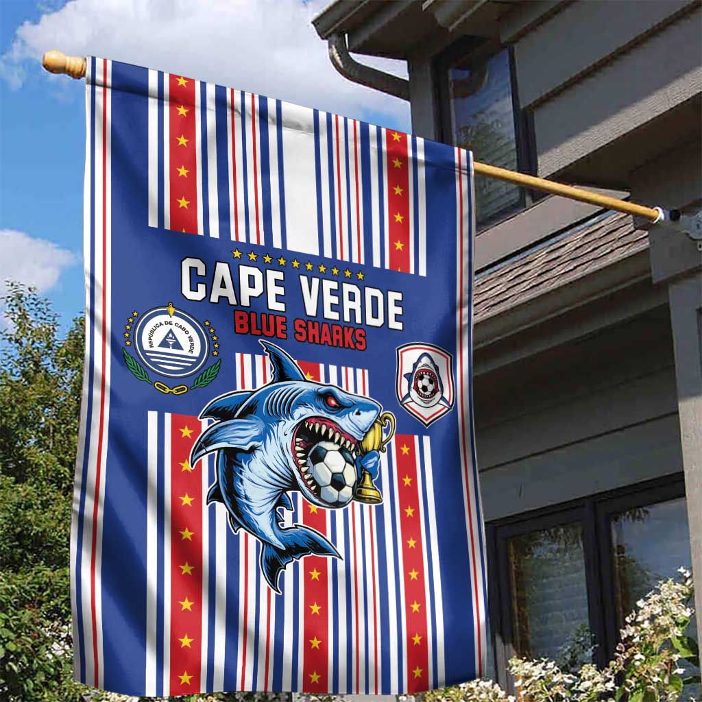 Cape Verde Football Garden Flag Monster Blue Shark Striped Style