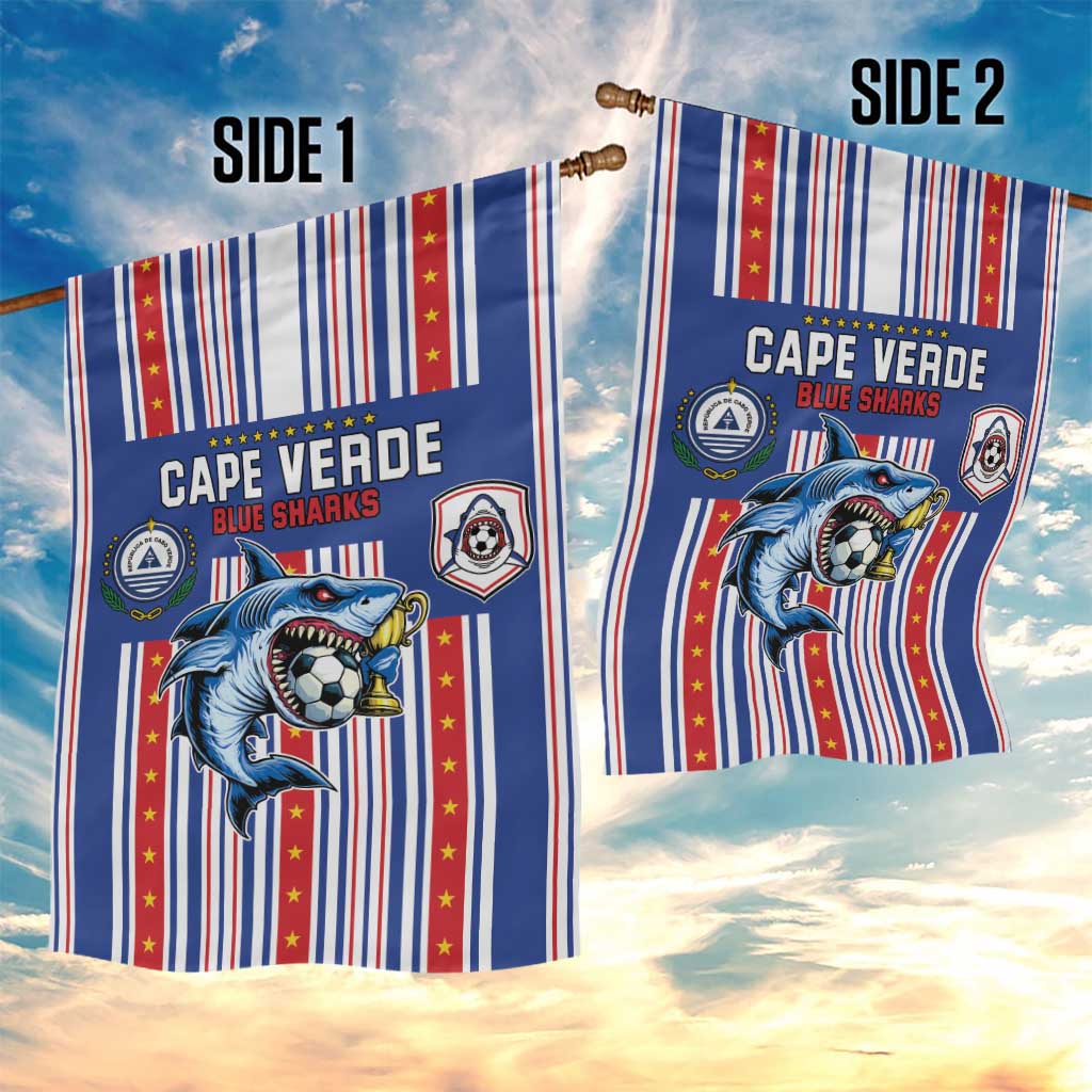 Cape Verde Football Garden Flag Monster Blue Shark Striped Style