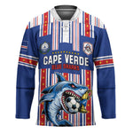 Custom Cape Verde Football Hockey Jersey Monster Blue Shark Striped Style