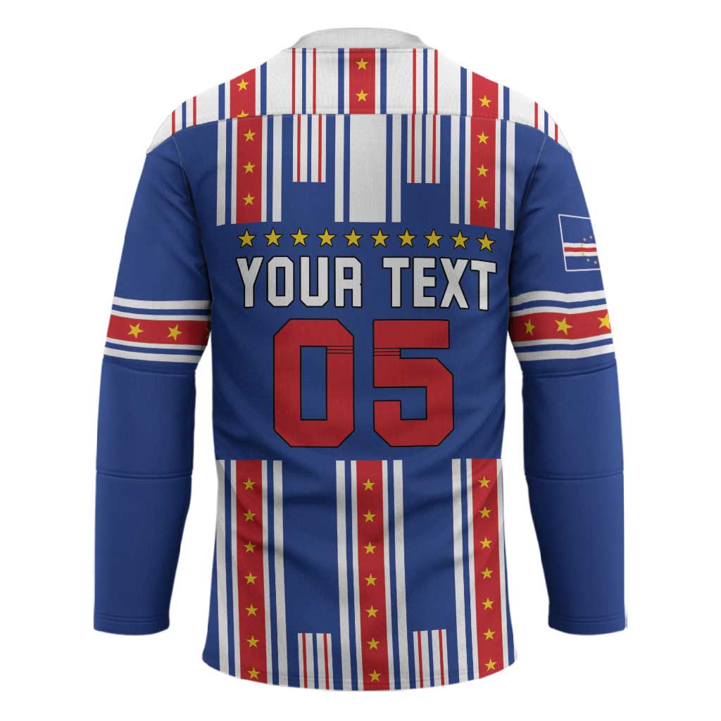 Custom Cape Verde Football Hockey Jersey Monster Blue Shark Striped Style