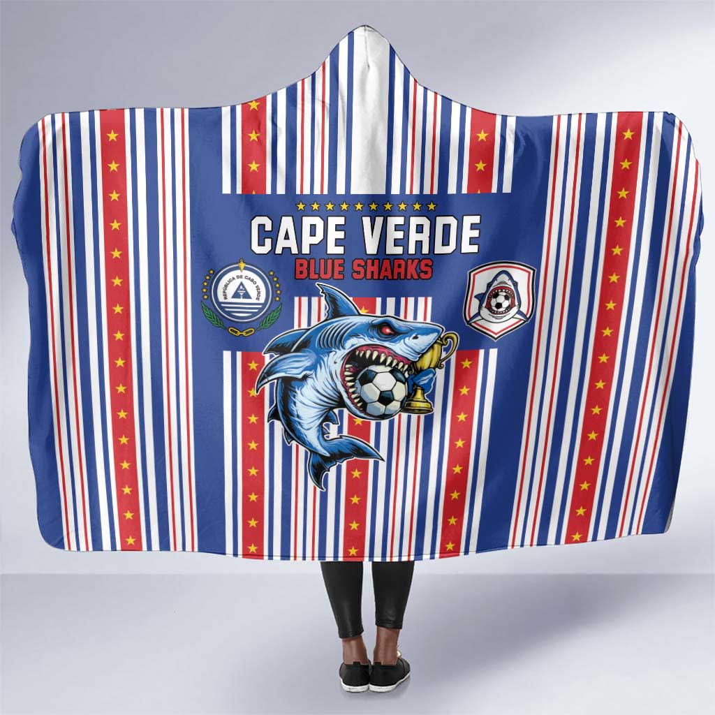Cape Verde Football Hooded Blanket Monster Blue Shark Striped Style
