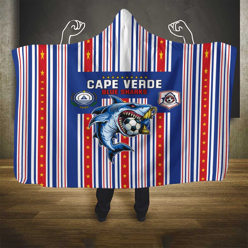 Cape Verde Football Hooded Blanket Monster Blue Shark Striped Style