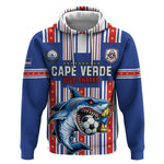 Custom Cape Verde Football Hoodie Monster Blue Shark Striped Style