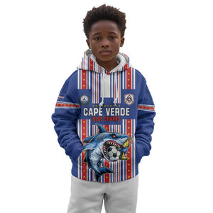 Custom Cape Verde Football Kid Hoodie Monster Blue Shark Striped Style