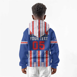 Custom Cape Verde Football Kid Hoodie Monster Blue Shark Striped Style