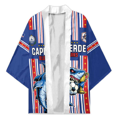 Custom Cape Verde Football Kimono Monster Blue Shark Striped Style
