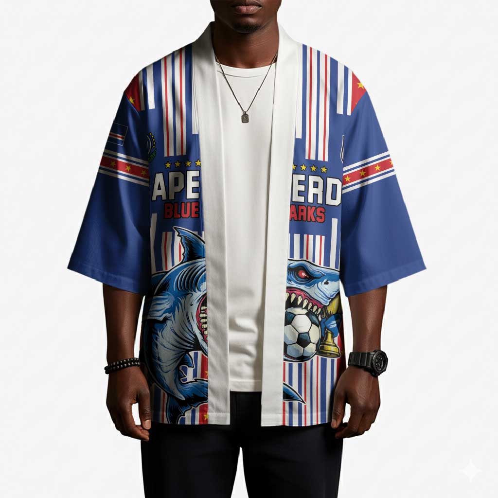 Custom Cape Verde Football Kimono Monster Blue Shark Striped Style