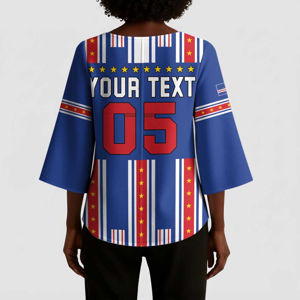 Custom Cape Verde Football Kimono Sleeve Blouse Monster Blue Shark Striped Style