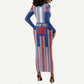 Custom Cape Verde Football Long Sleeve Bodycon Dress Monster Blue Shark Striped Style