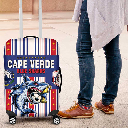 Cape Verde Football Luggage Cover Monster Blue Shark Striped Style