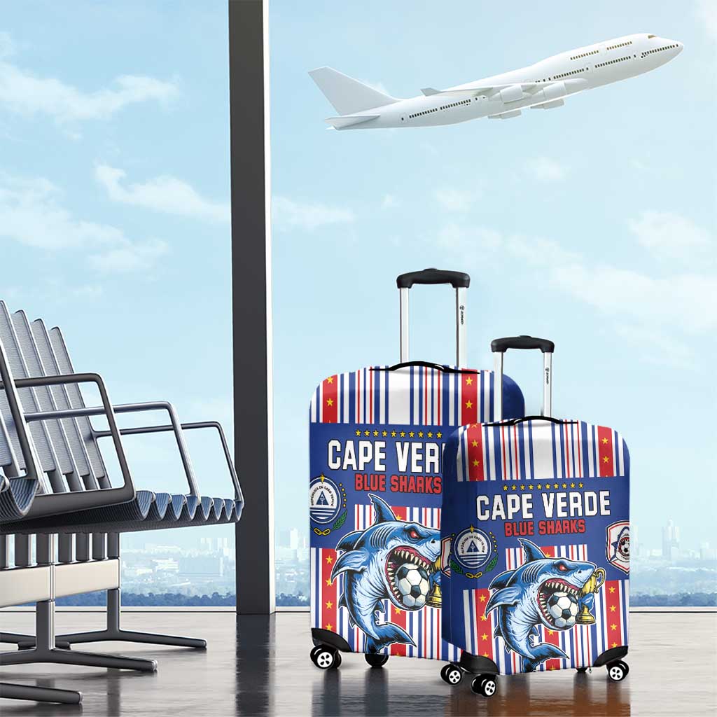 Cape Verde Football Luggage Cover Monster Blue Shark Striped Style