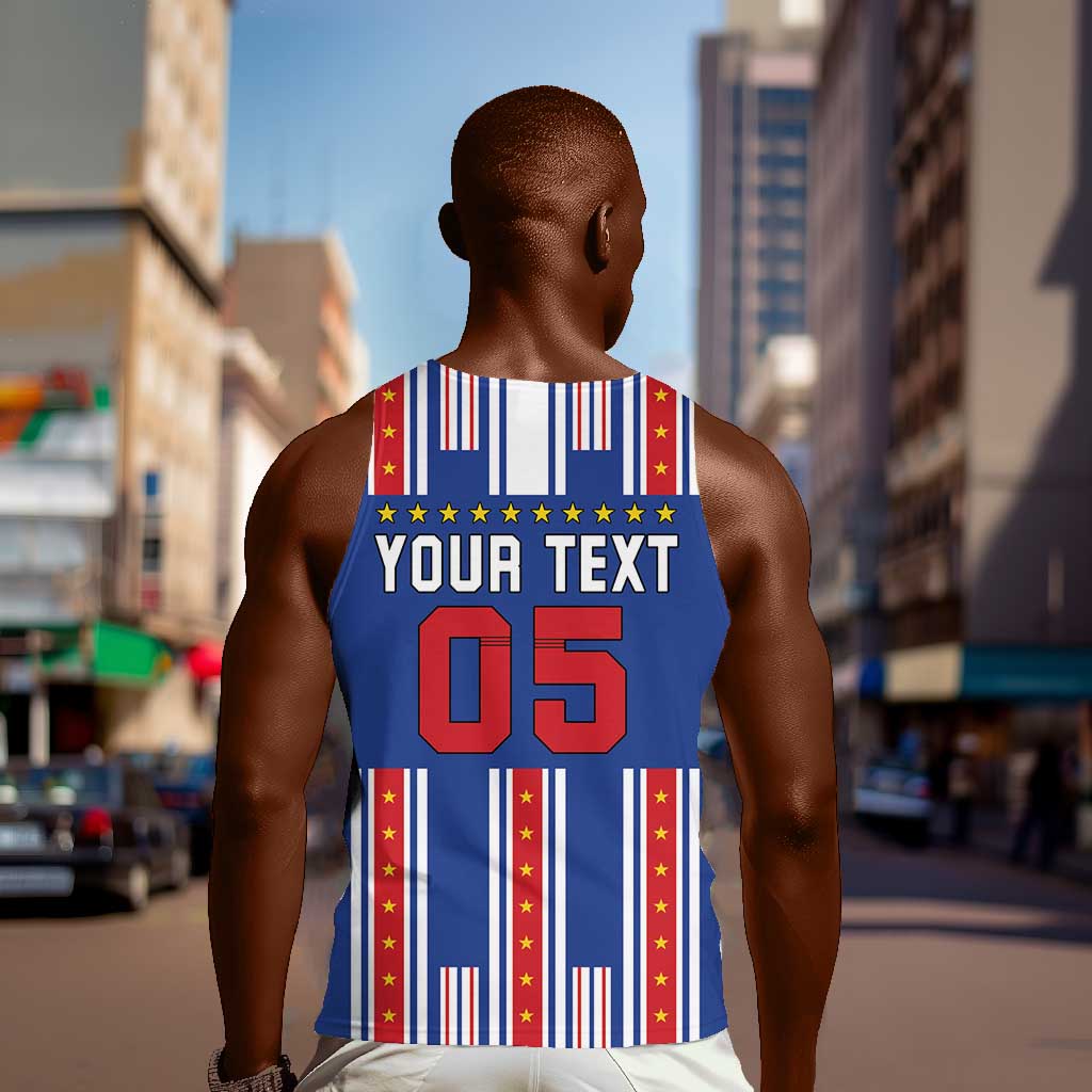 Custom Cape Verde Football Men Tank Top Monster Blue Shark Striped Style